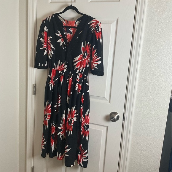 Floral Black and Red Women's Dress - Picture 4 of 12